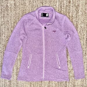 Orage Full Zip Funnel Neck Asymmetrical Zip Fleece Jacket Purple Women's Medium